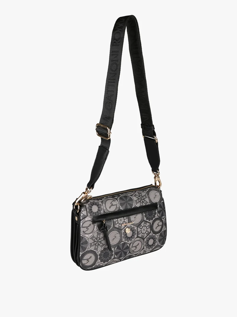 Tracolla donna multitasche con stampe - nero