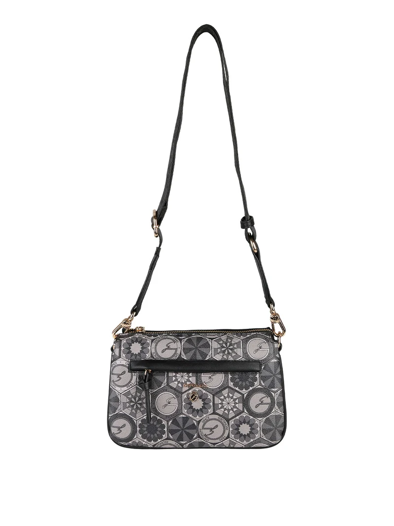 Tracolla donna multitasche con stampe - nero