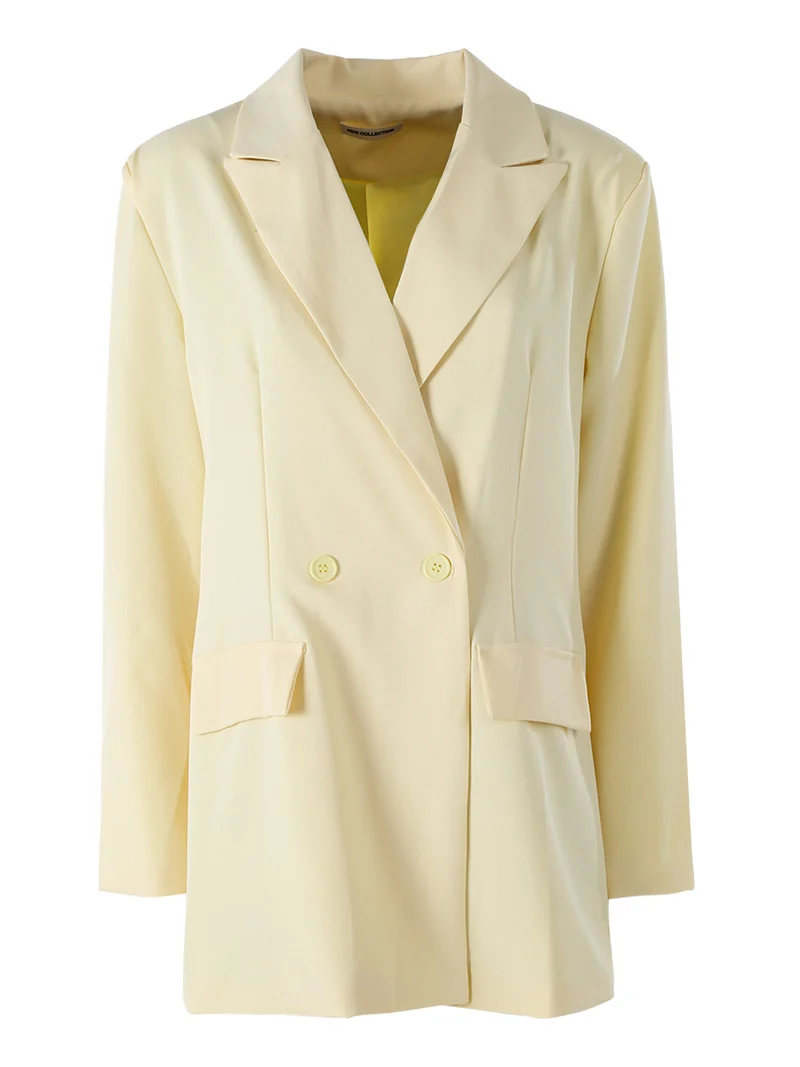 Blazer oversize da donna con chiusura a doppiopetto - giallo