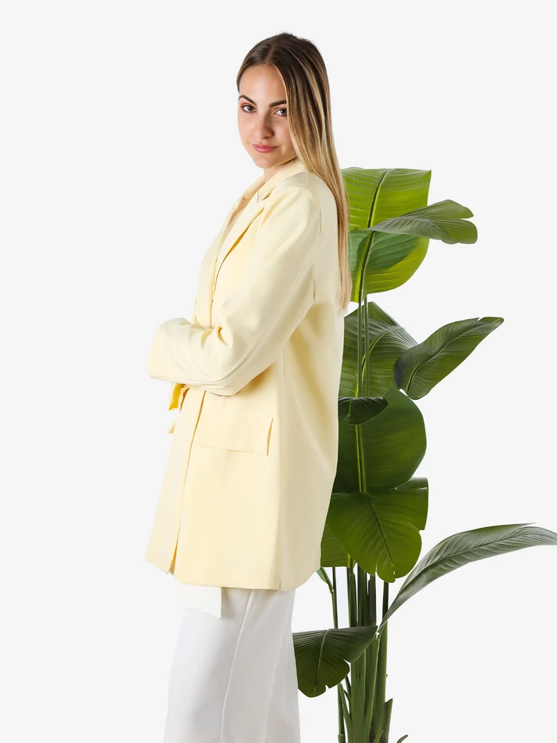 Blazer oversize da donna con chiusura a doppiopetto - giallo