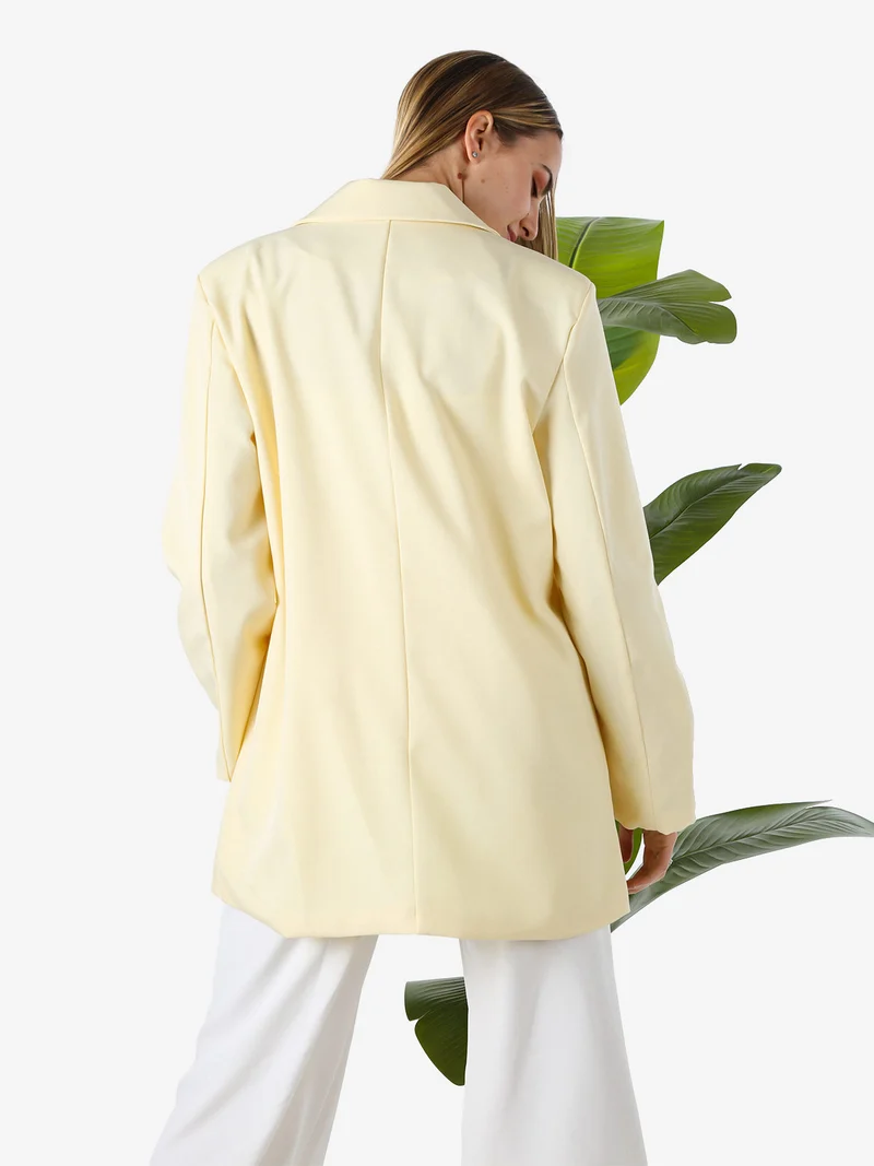 Blazer oversize da donna con chiusura a doppiopetto - giallo