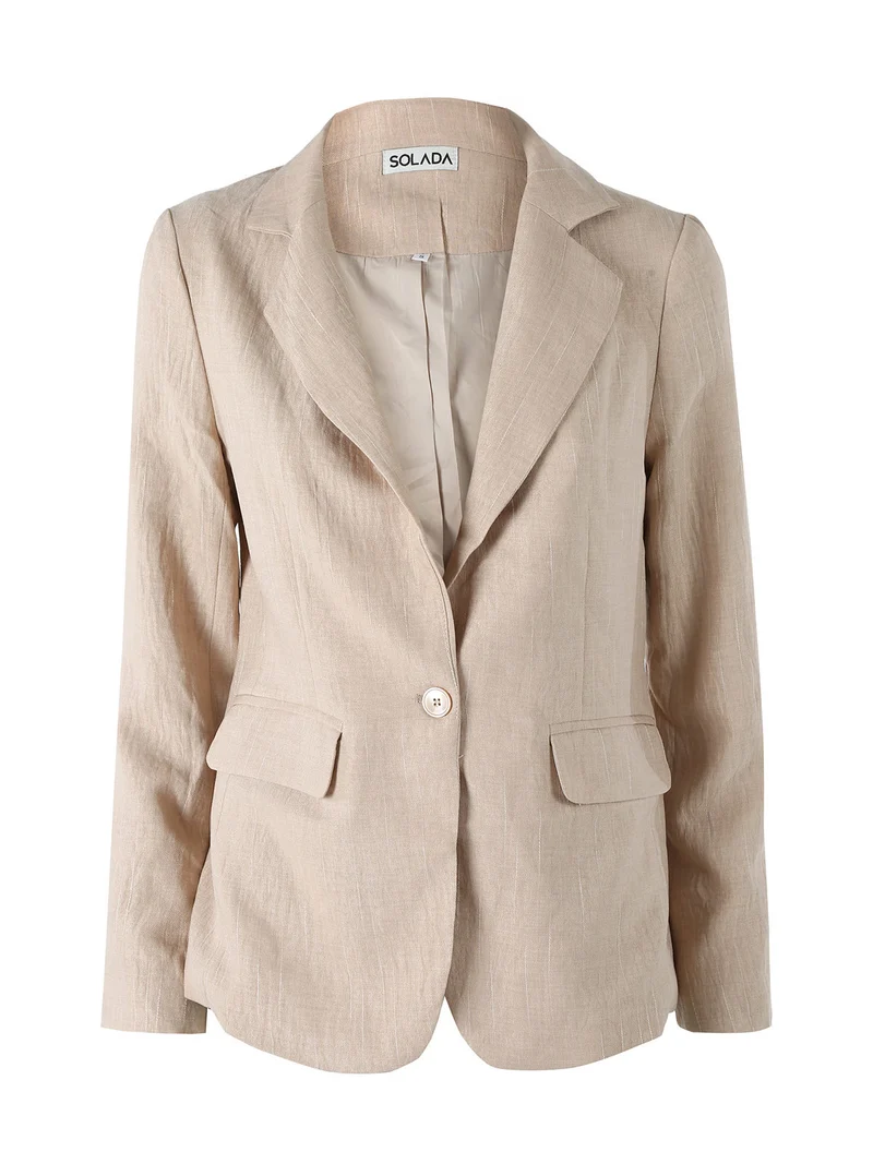 Blazer donna in misto lino e viscosa - beige