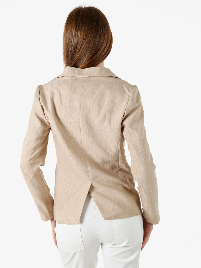 Blazer donna in misto lino e viscosa - beige