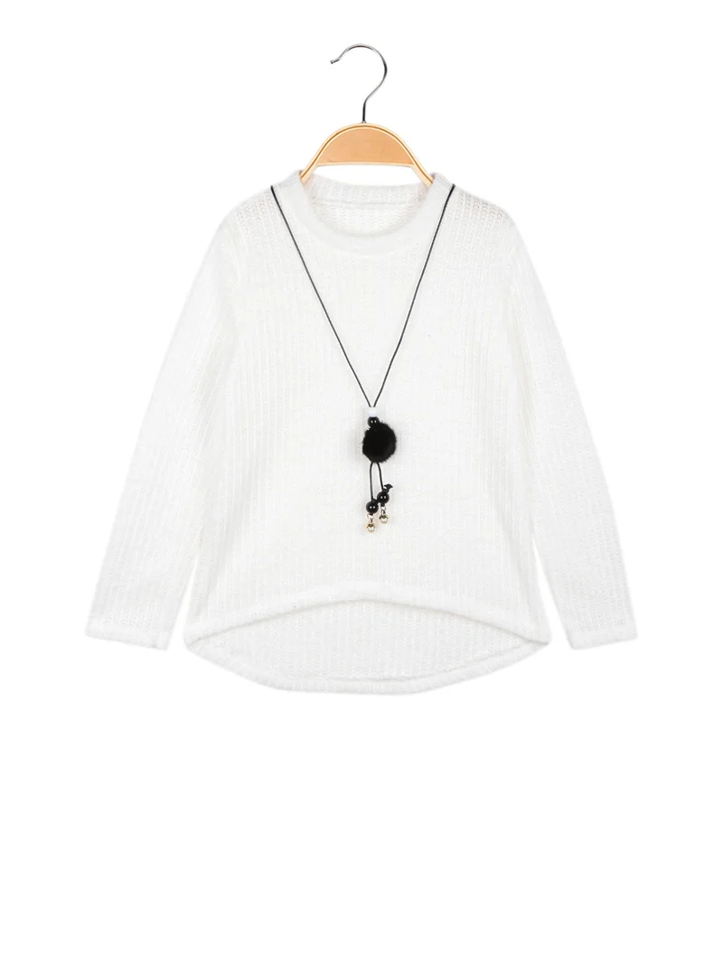 Maglione da bambina girocollo - bianco