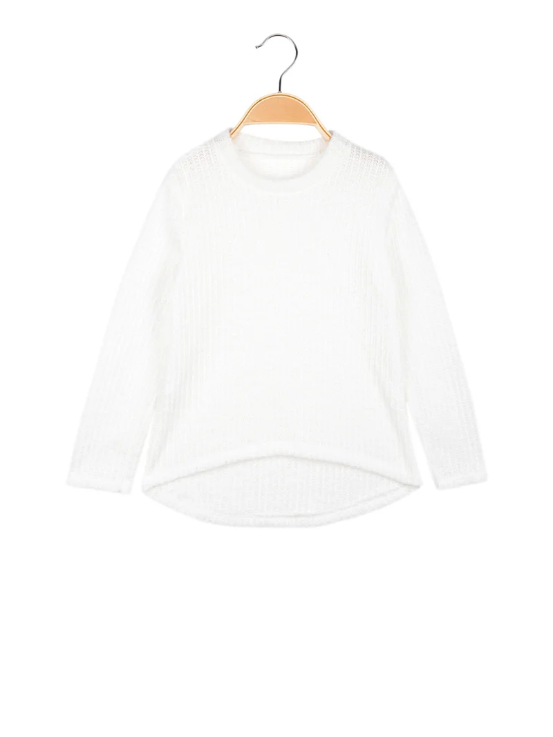 Maglione da bambina girocollo - bianco