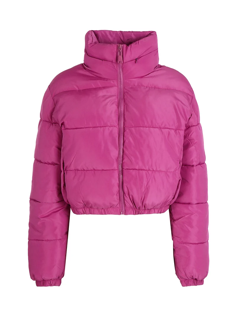 Piumino donna puffer cropped - fucsia