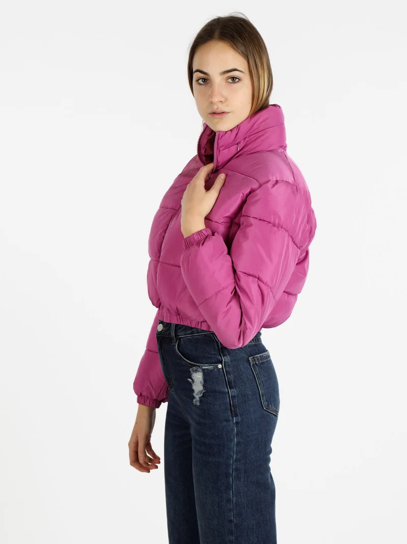 Piumino donna puffer cropped - fucsia