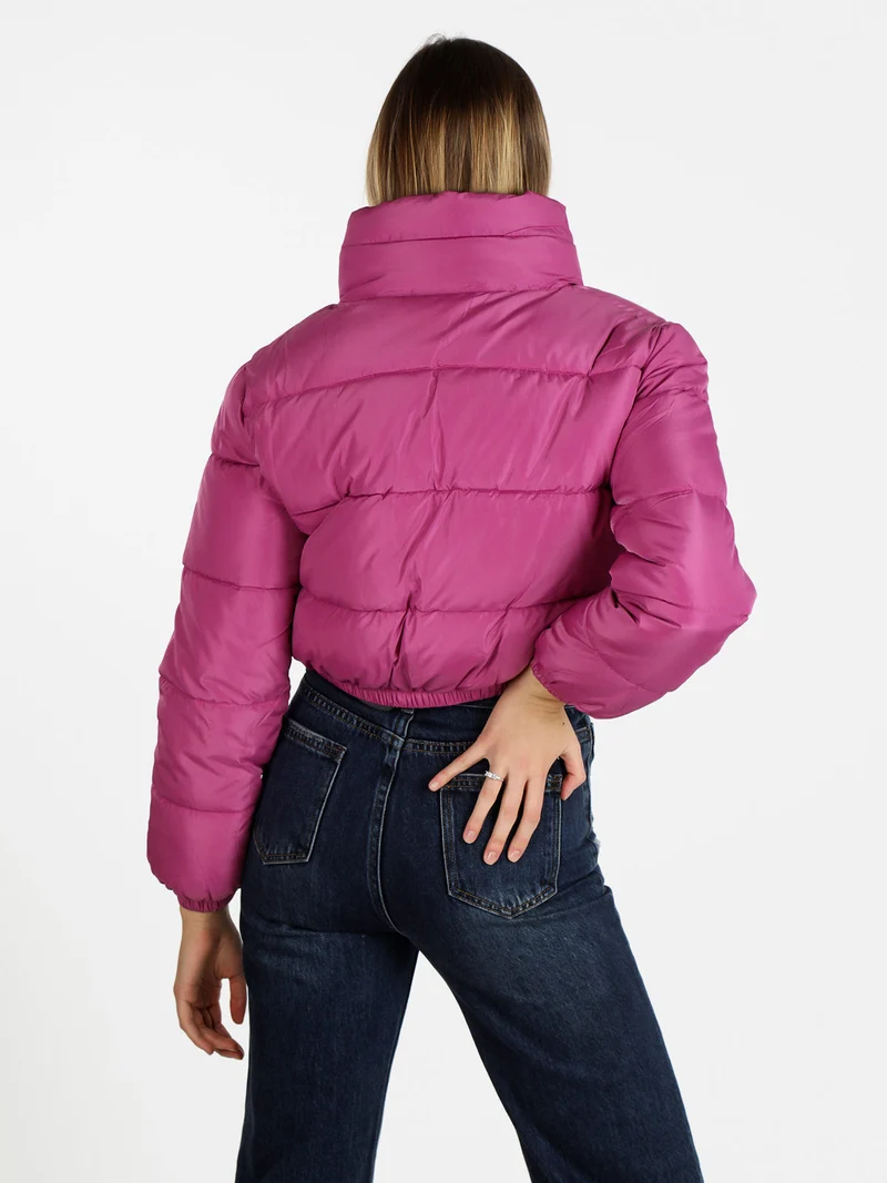 Piumino donna puffer cropped - fucsia
