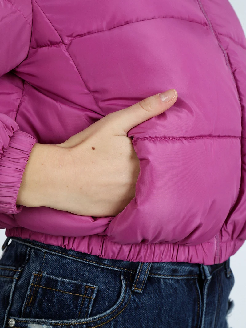 Piumino donna puffer cropped - fucsia