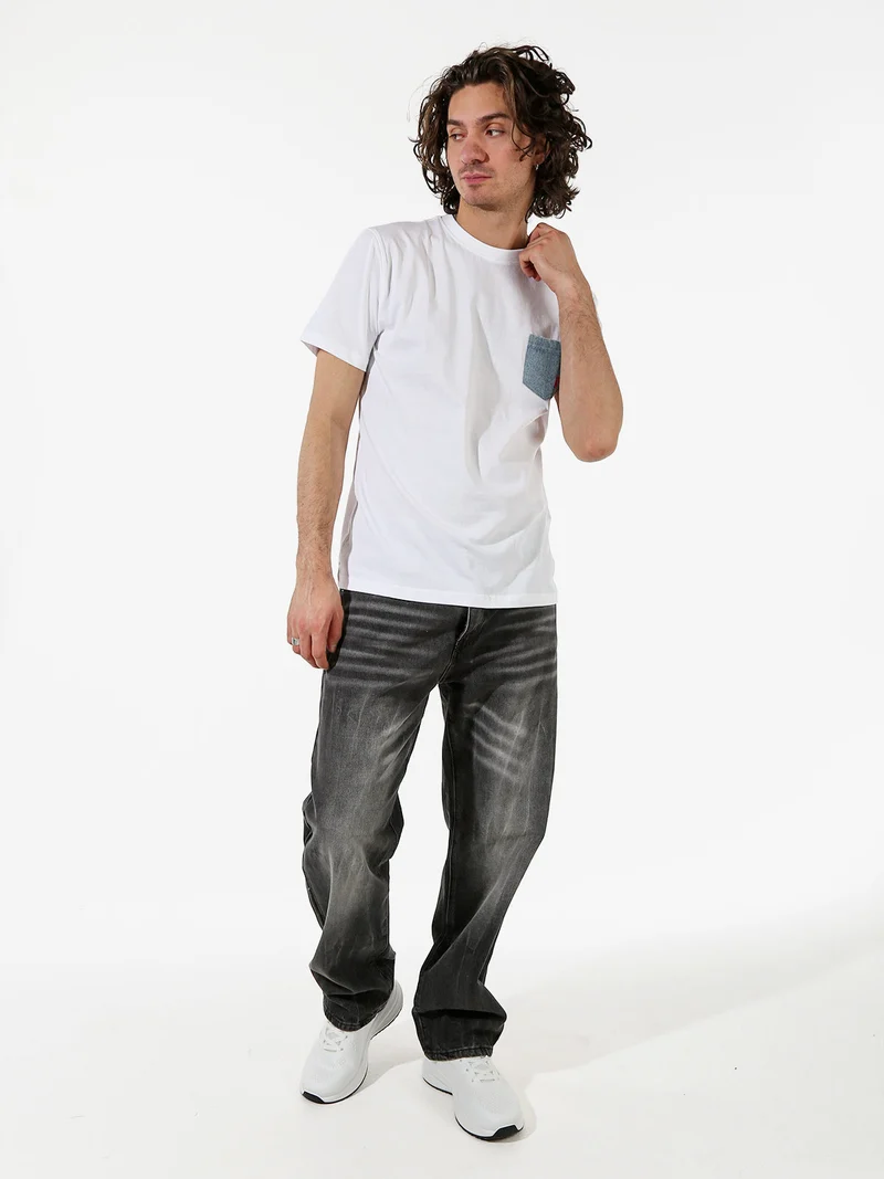 Jeans da uomo a gamba larga con sfumatura - nero