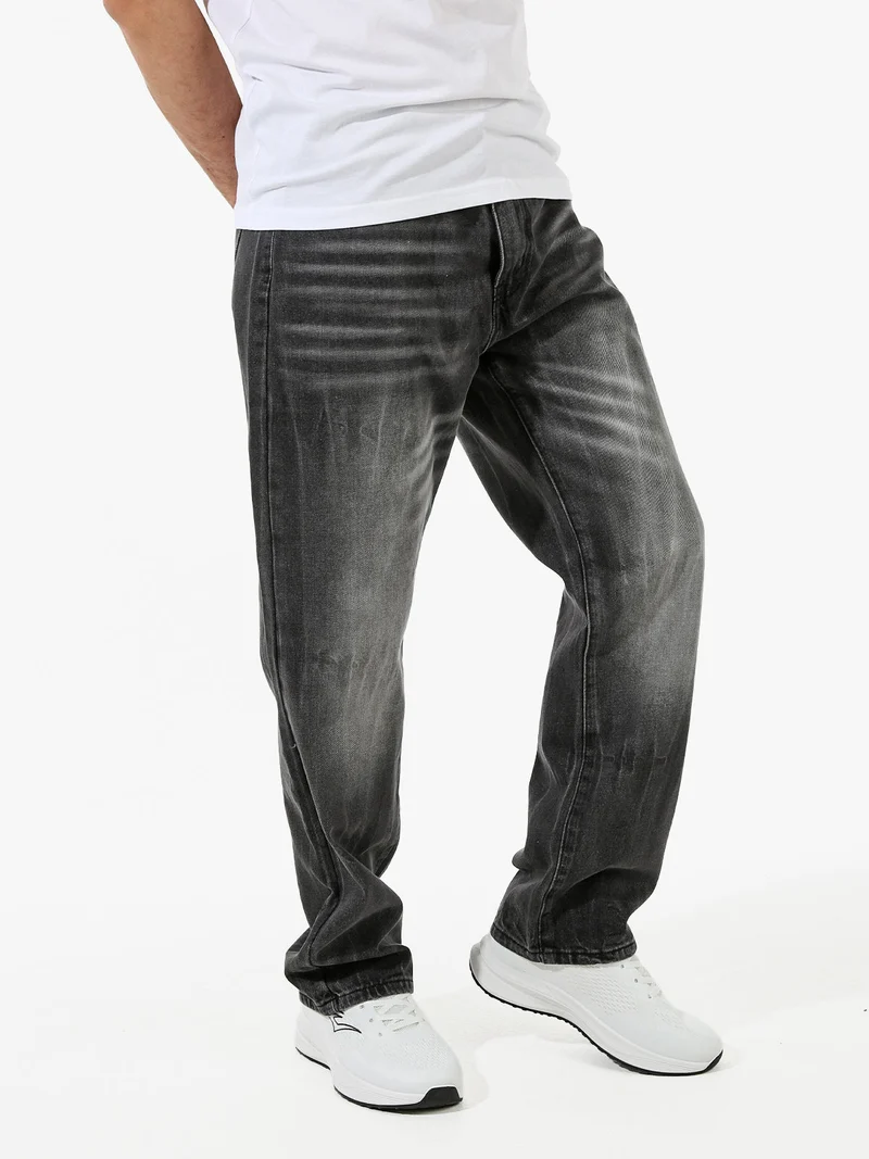 Jeans da uomo a gamba larga con sfumatura - nero