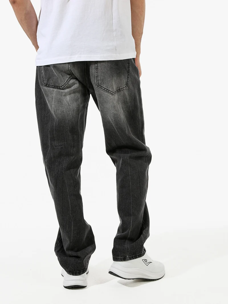 Jeans da uomo a gamba larga con sfumatura - nero