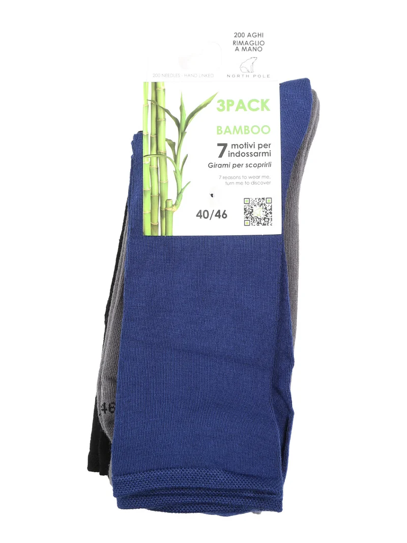 Confezione da 3 paia di calze corte da uomo in bamboo - bluette