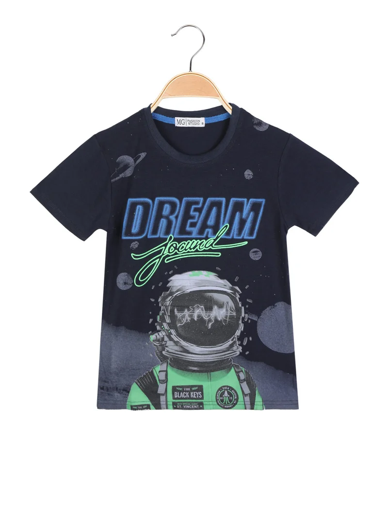 T-shirt manica corta da bambino con disegni - blu