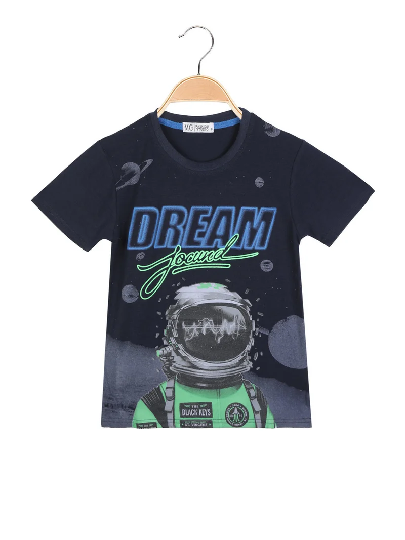 T-shirt manica corta da bambino con disegni - blu