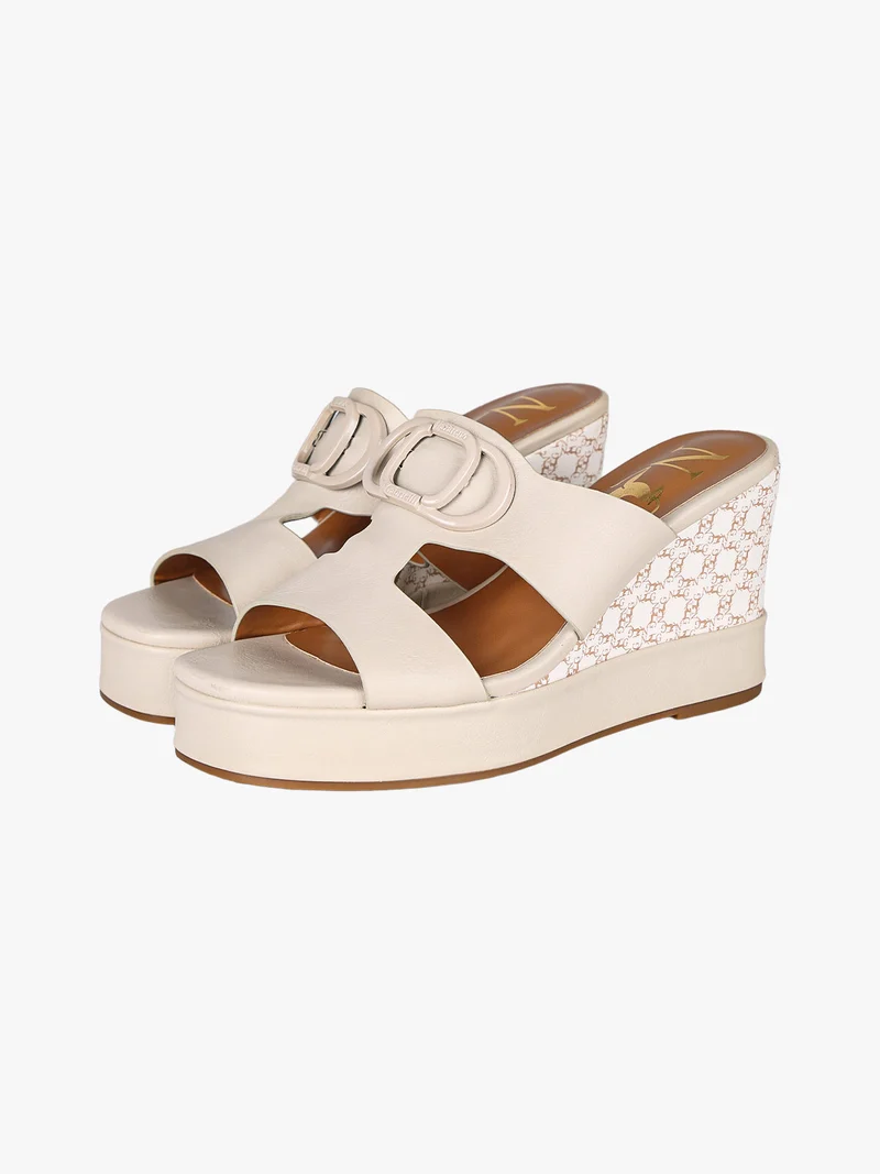 Ciabatte donna con zeppa - beige