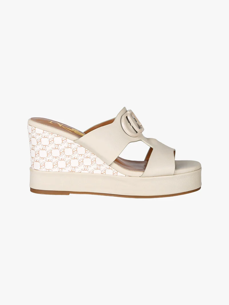 Ciabatte donna con zeppa - beige