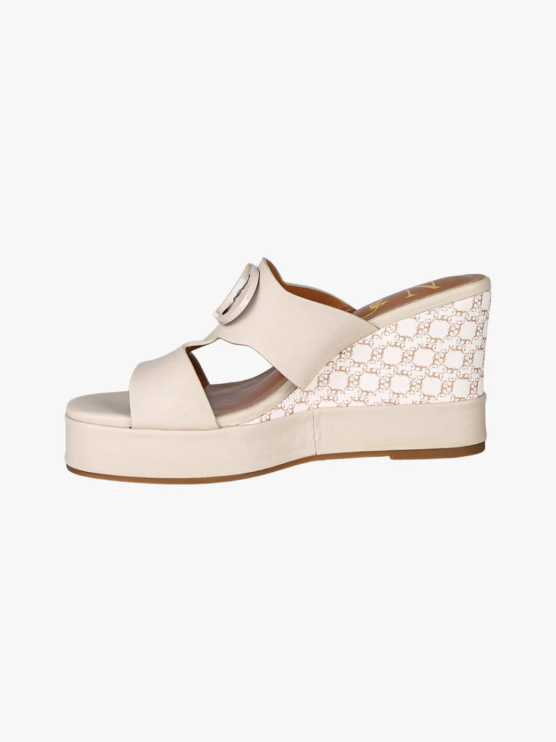Ciabatte donna con zeppa - beige