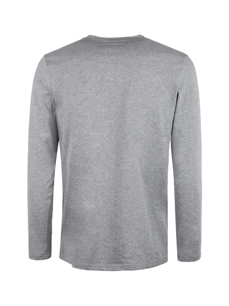 T-shirt uomo a maniche lunghe in cotone - grigio