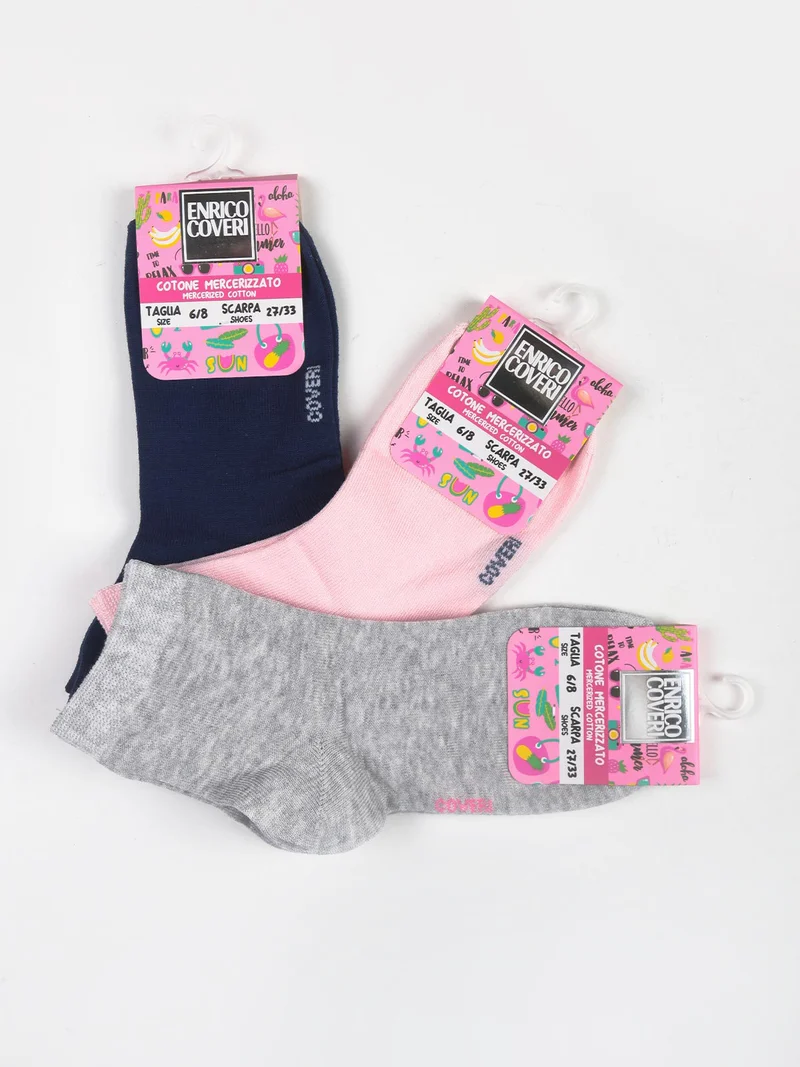 Calze corte da bambina confezione 3 paia - rosa