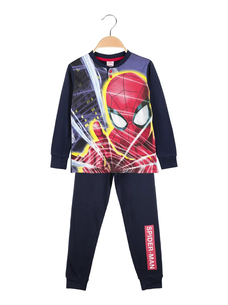 Pigiama lungo da bambino in caldo cotone - blu scuro