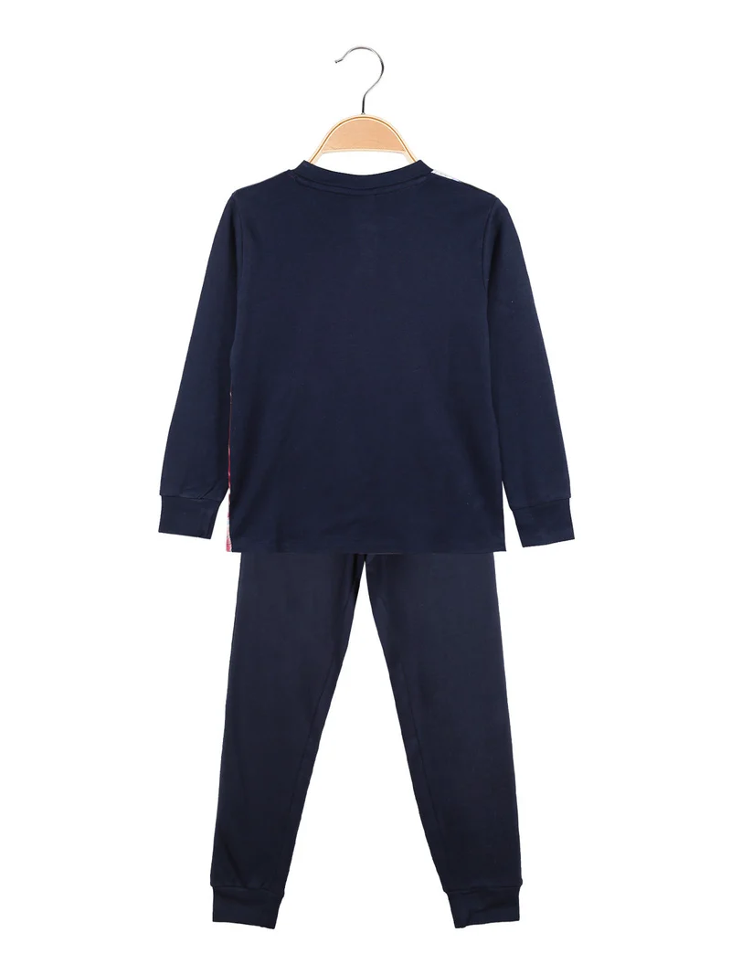 Pigiama lungo da bambino in caldo cotone - blu scuro
