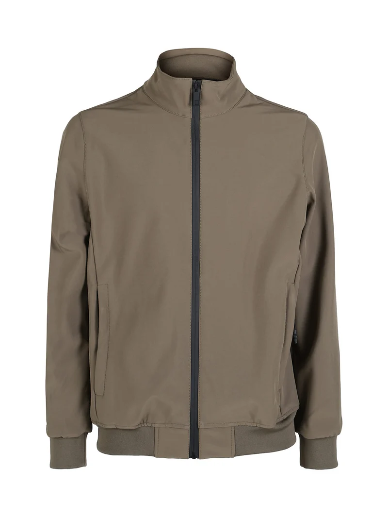Giacca da uomo con zip e interno in pile - oliva