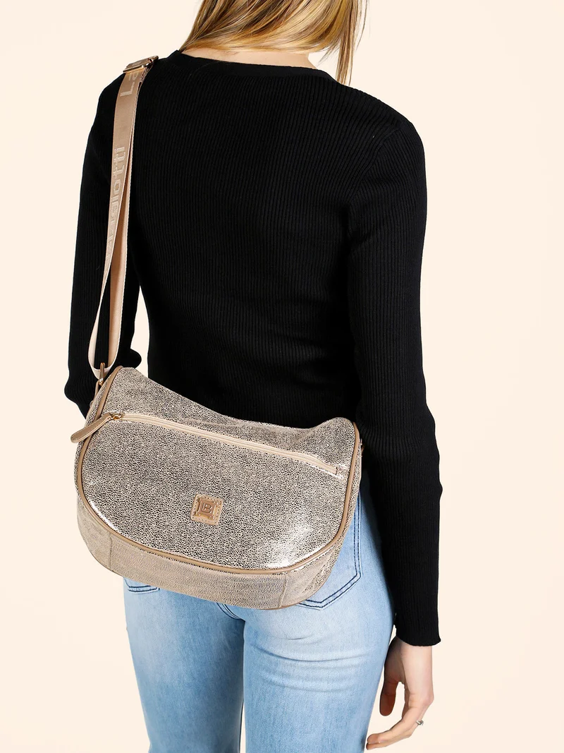 Borsa donna effetto laminato - champagne