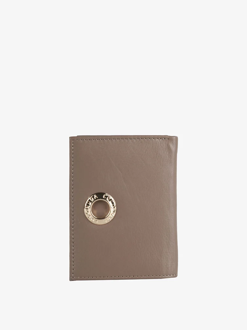 Mini portafoglio in pelle da donna con bustina estraibile - taupe