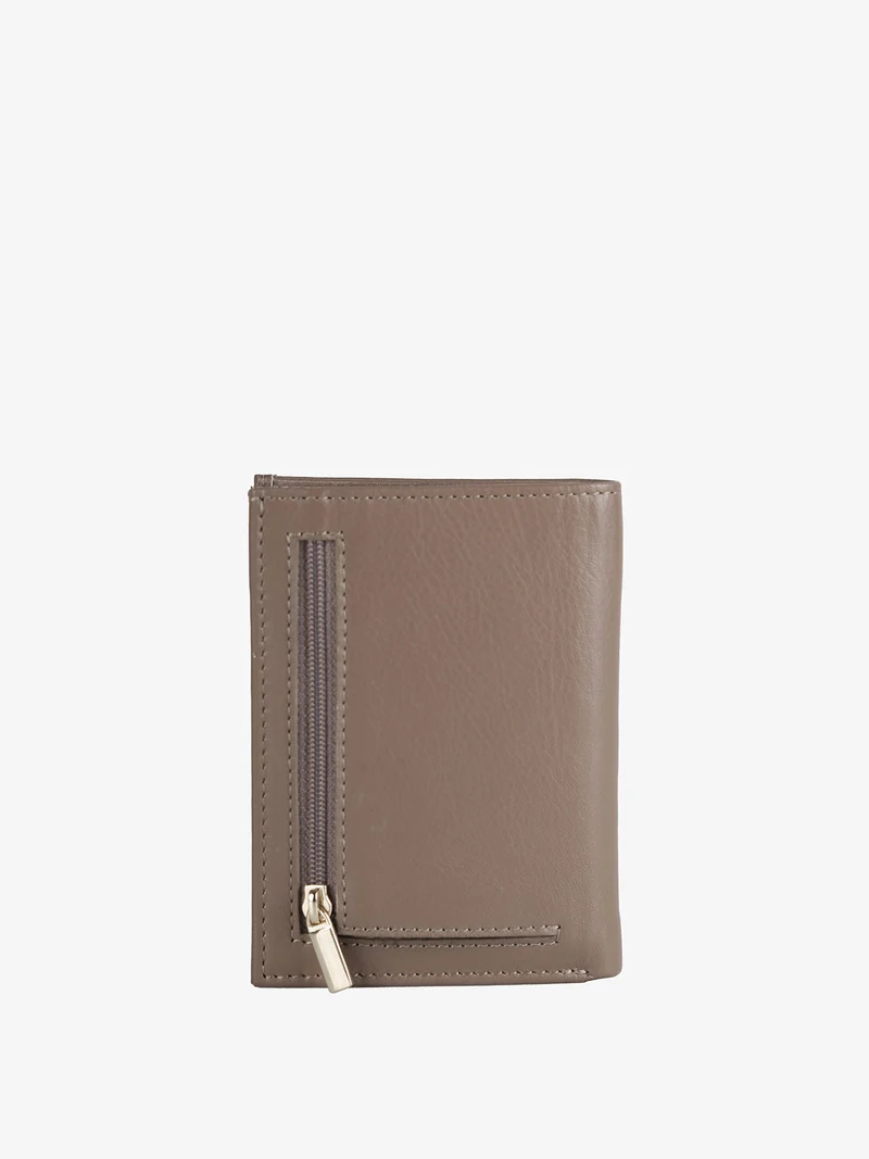 Mini portafoglio in pelle da donna con bustina estraibile - taupe
