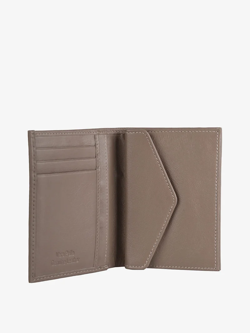 Mini portafoglio in pelle da donna con bustina estraibile - taupe