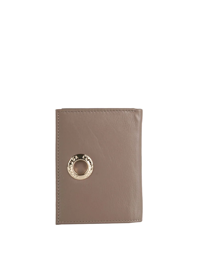 Mini portafoglio in pelle da donna con bustina estraibile - taupe