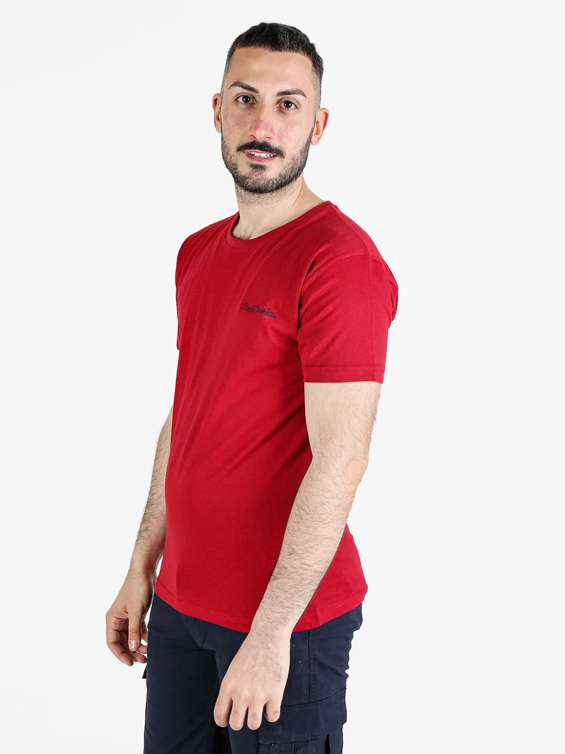 T-shirt girocollo da uomo in cotone - bordeaux