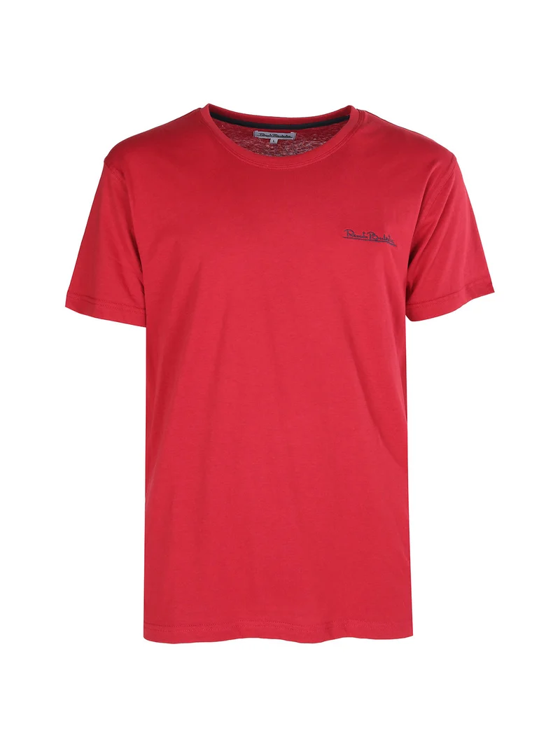T-shirt girocollo da uomo in cotone - bordeaux