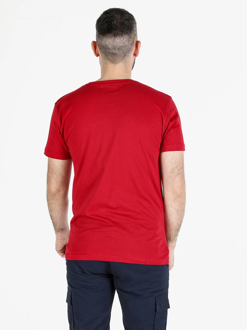 T-shirt girocollo da uomo in cotone - bordeaux
