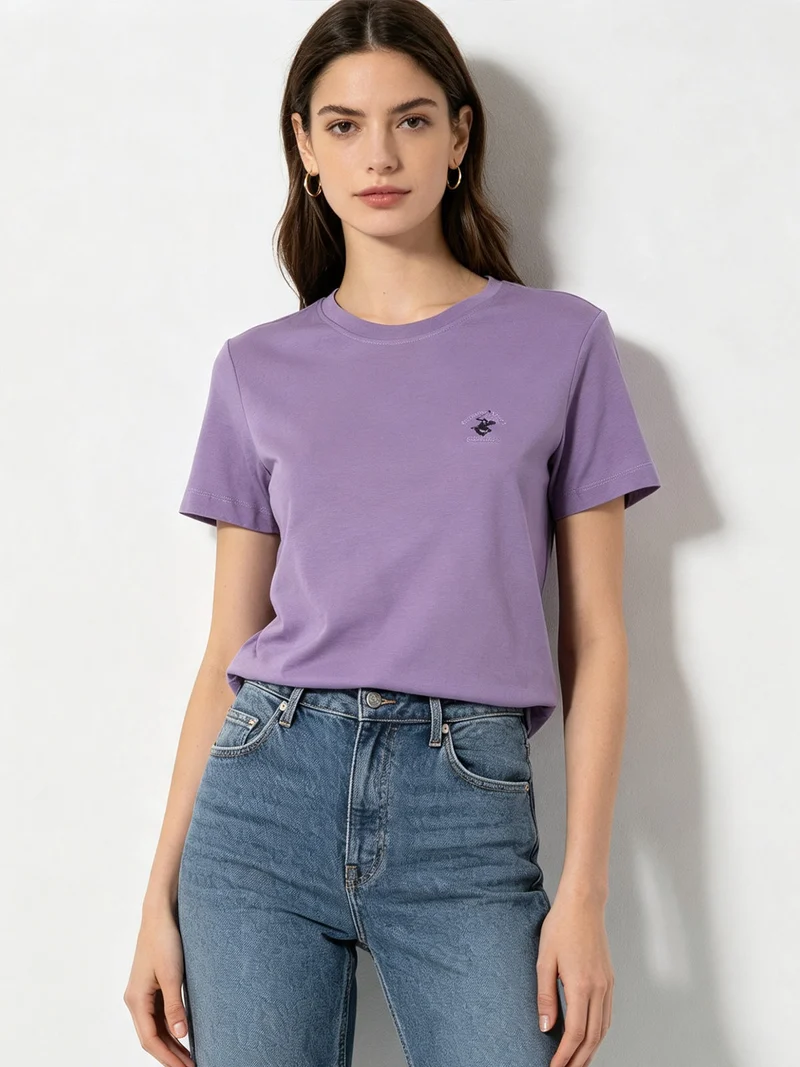 T-shirt girocollo da donna in cotone - viola