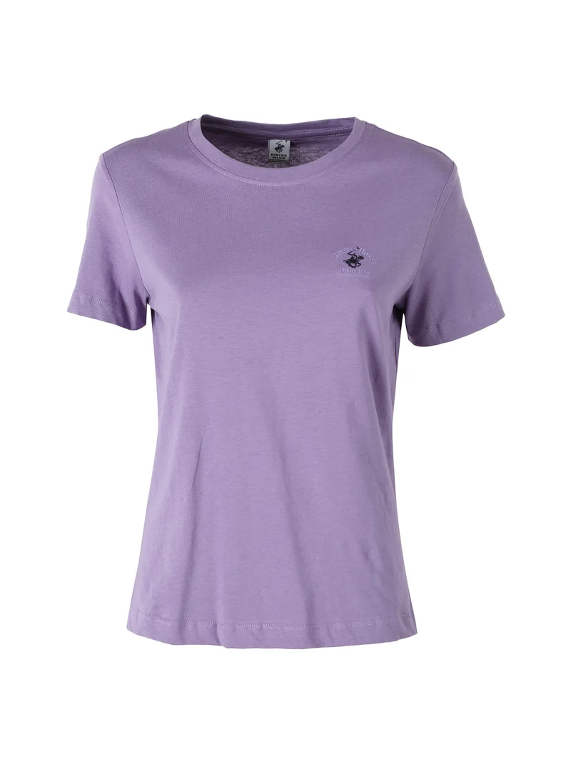 T-shirt girocollo da donna in cotone - viola