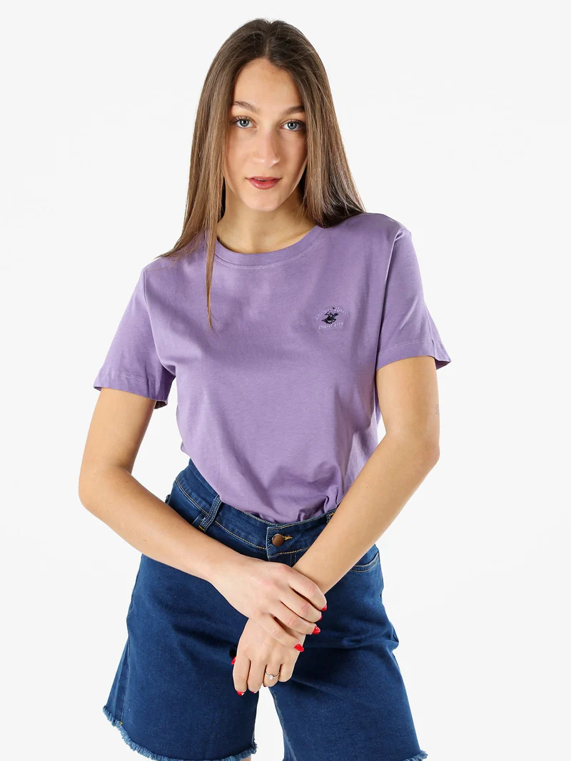 T-shirt girocollo da donna in cotone - viola