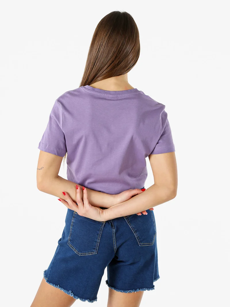 T-shirt girocollo da donna in cotone - viola