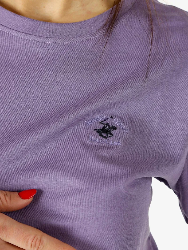 T-shirt girocollo da donna in cotone - viola