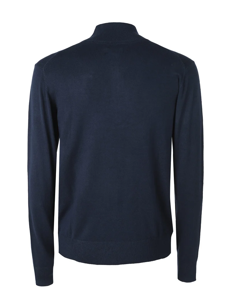 Pullover da uomo mezza zip misto viscosa - blu scuro