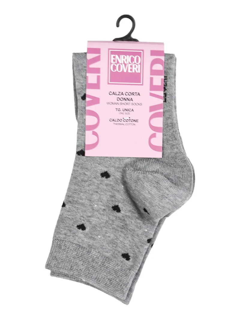 Calze corte donna cuori in caldo cotone - grigio