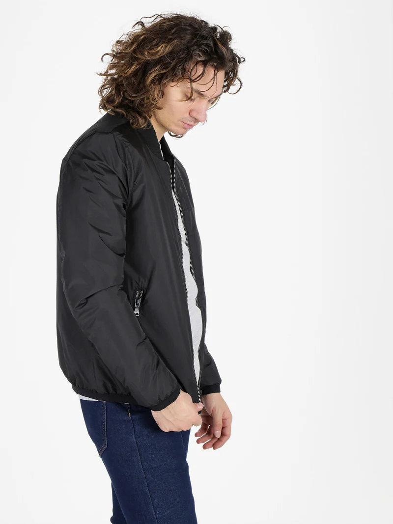 Giubbino da uomo bomber con zip - nero