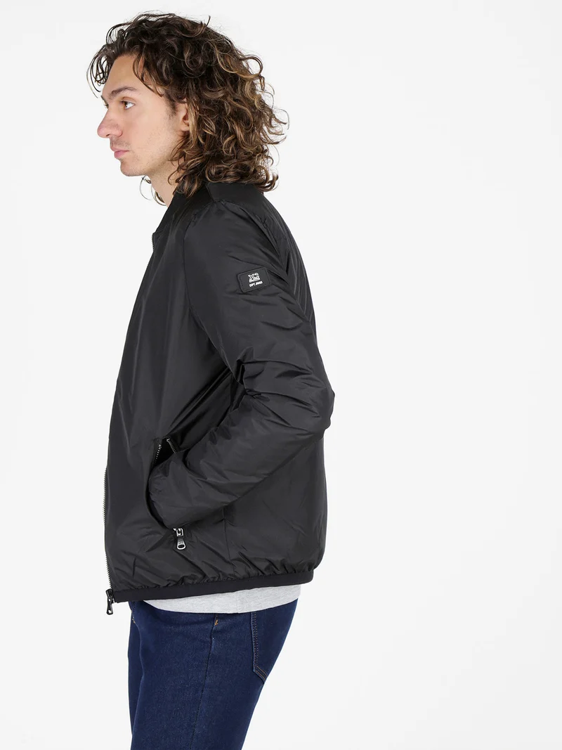 Giubbino da uomo bomber con zip - nero