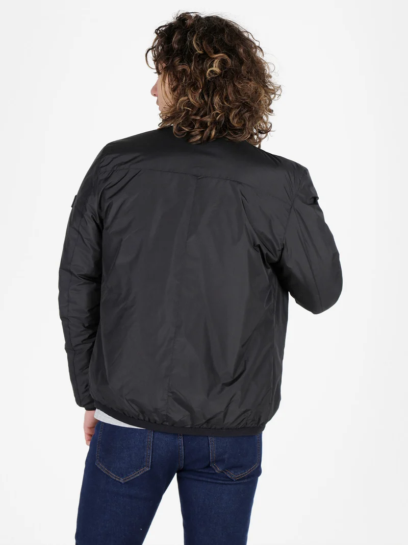 Giubbino da uomo bomber con zip - nero