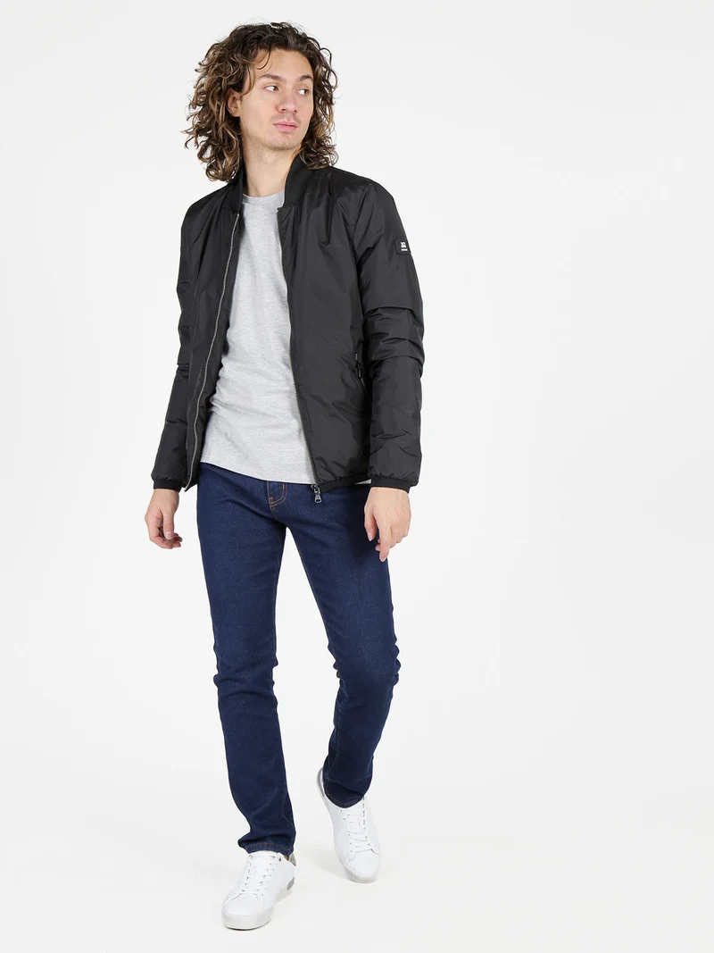 Giubbino da uomo bomber con zip - nero