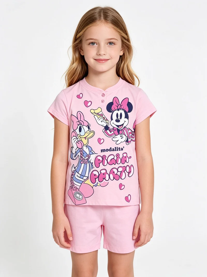 Minnie pigiama corto da bambina in cotone - rosa