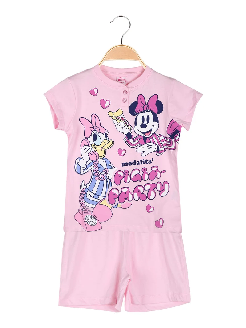 Minnie pigiama corto da bambina in cotone - rosa