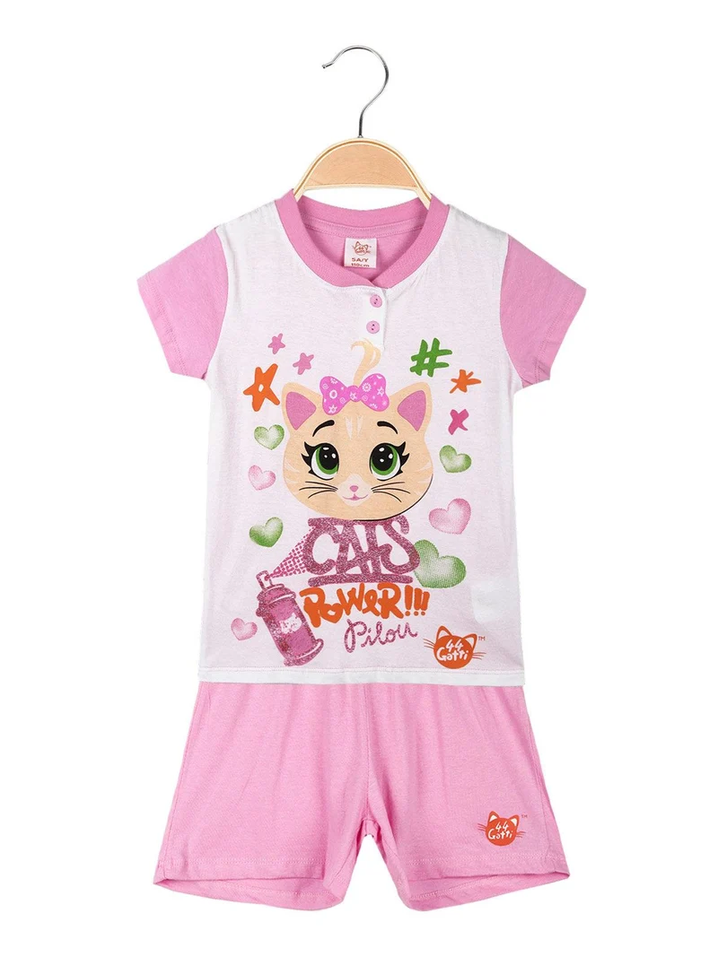 Pigiama corto bambina in cotone - fucsia
