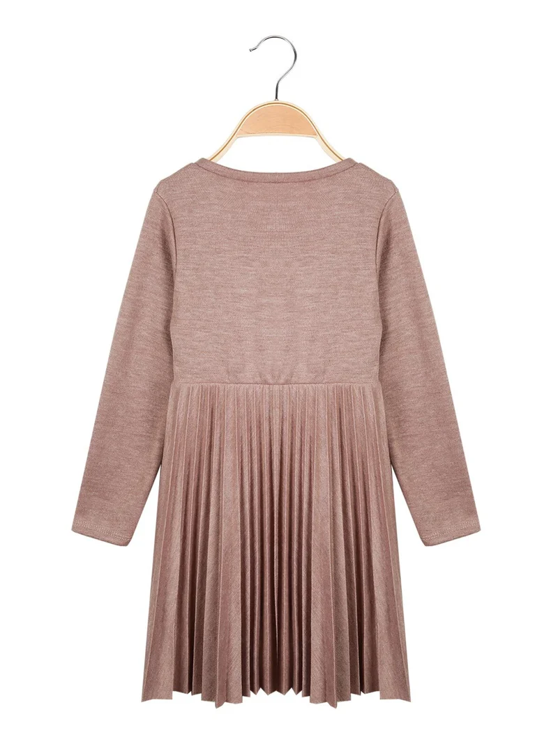 Vestito plissettato da bambina a manica lunga - rosa